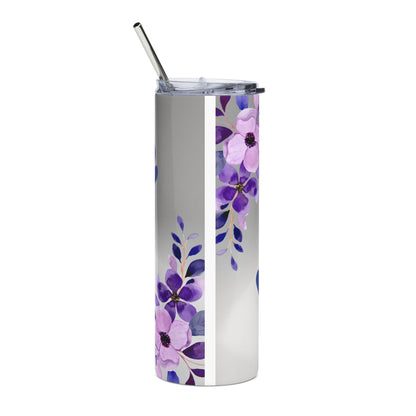 Nurse Floral 20oz Stainless Steel Tumbler — Purple Bouquet Travel Cup