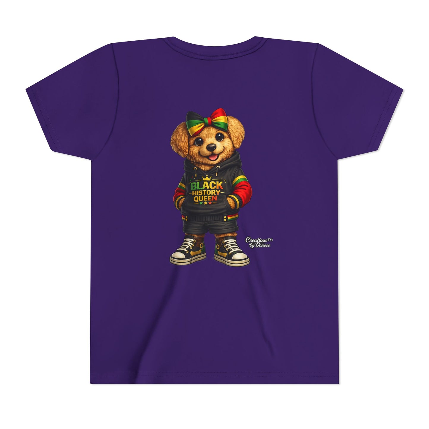 Youth Tee — Black History Queen Bear Graphic T-Shirt