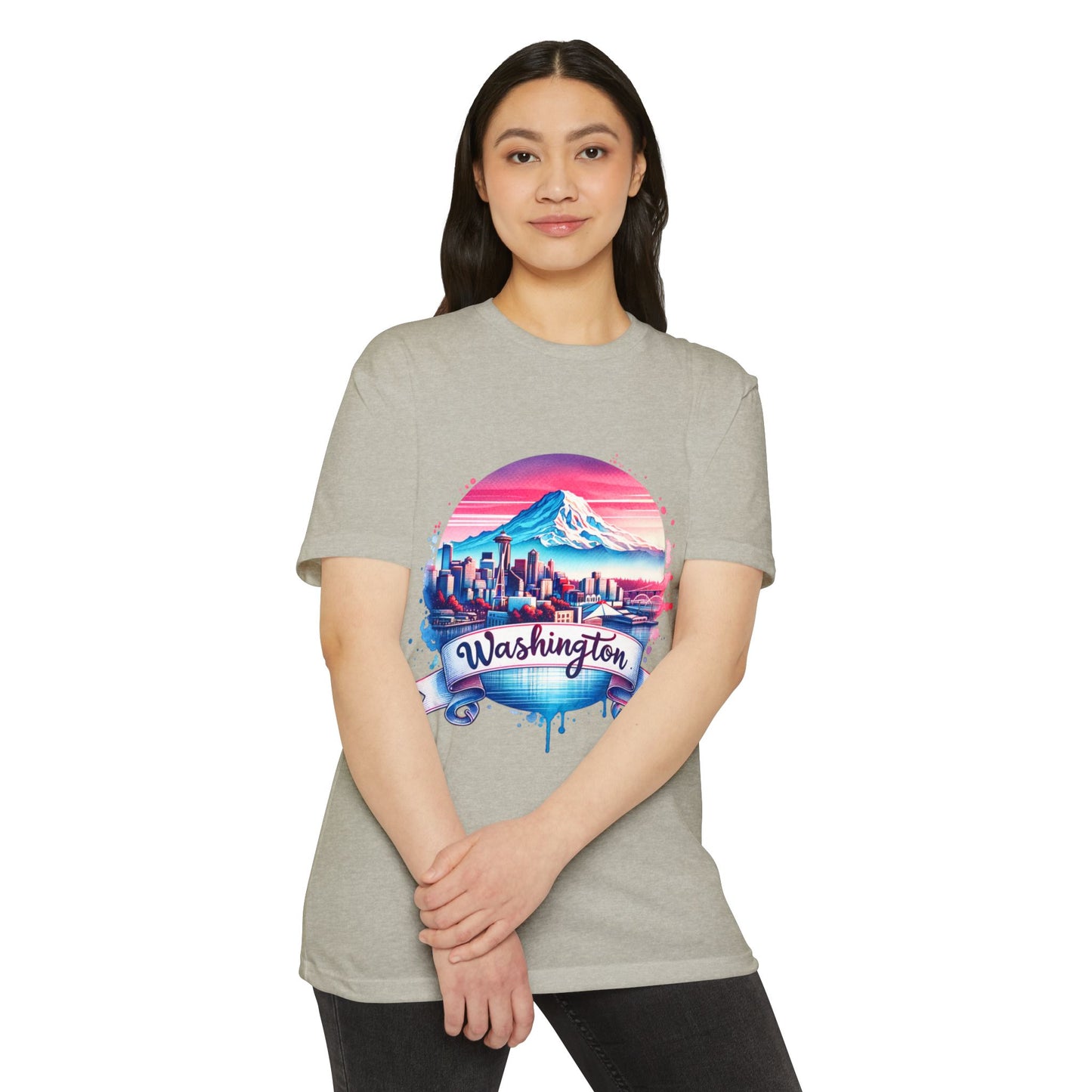 Washington Skyline T-Shirt — Retro Mountain & City Graphic Tee