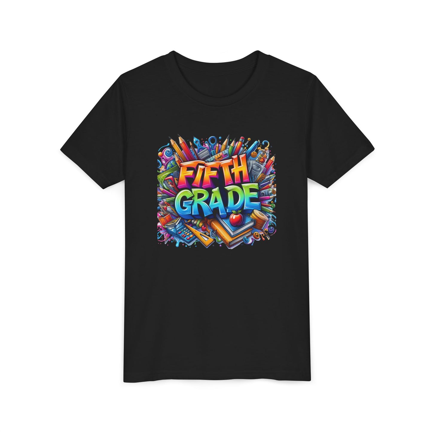 Fifth Grade Kid's Tee - Colorful School Supplies Back to School T-Shirt