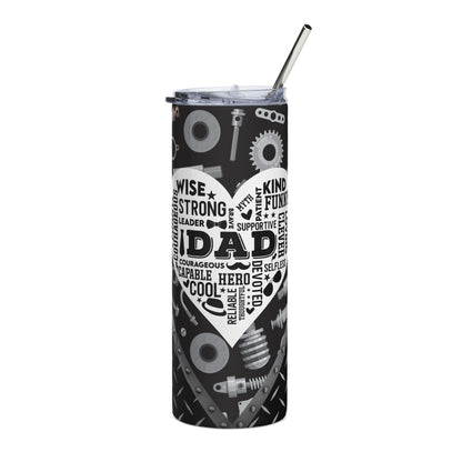 Dad Word Cloud 20oz Stainless Steel Tumbler — Mechanic Gear Design