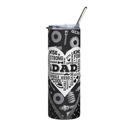 Dad Word Cloud 20oz Stainless Steel Tumbler — Mechanic Gear Design