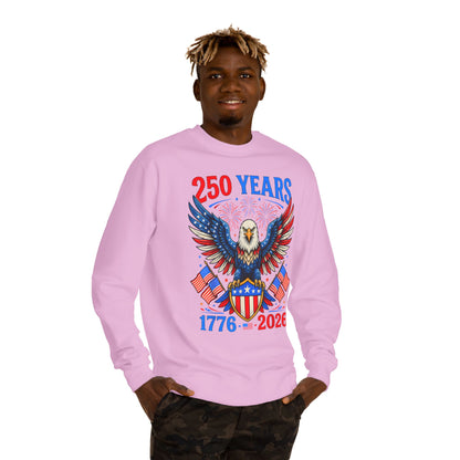 250 Years 1776–2026 Eagle Crewneck Sweatshirt — Patriotic 250th Anniversary