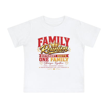 Family Reunion Baby Tee — "Different Roots One Family" Infant Shirt