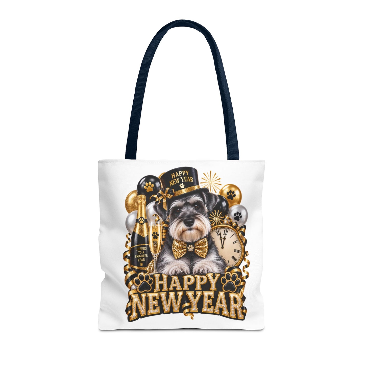 New Year Puppy Tote - Happy New Year Schnauzer Party Bag