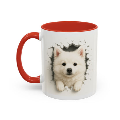 White Samoyed Puppy Accent Coffee Mug — Cute Dog Breakthrough Design (11/15 oz)
