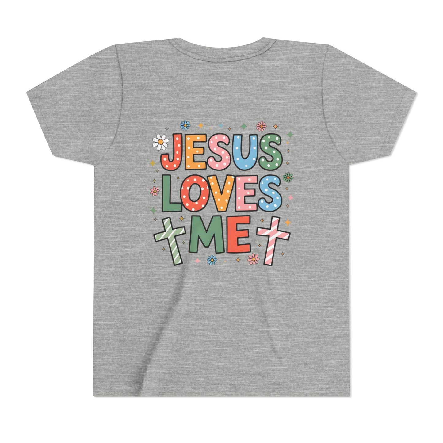 Youth Tee — "Jesus Loves Me" Colorful Christian Kids T-Shirt