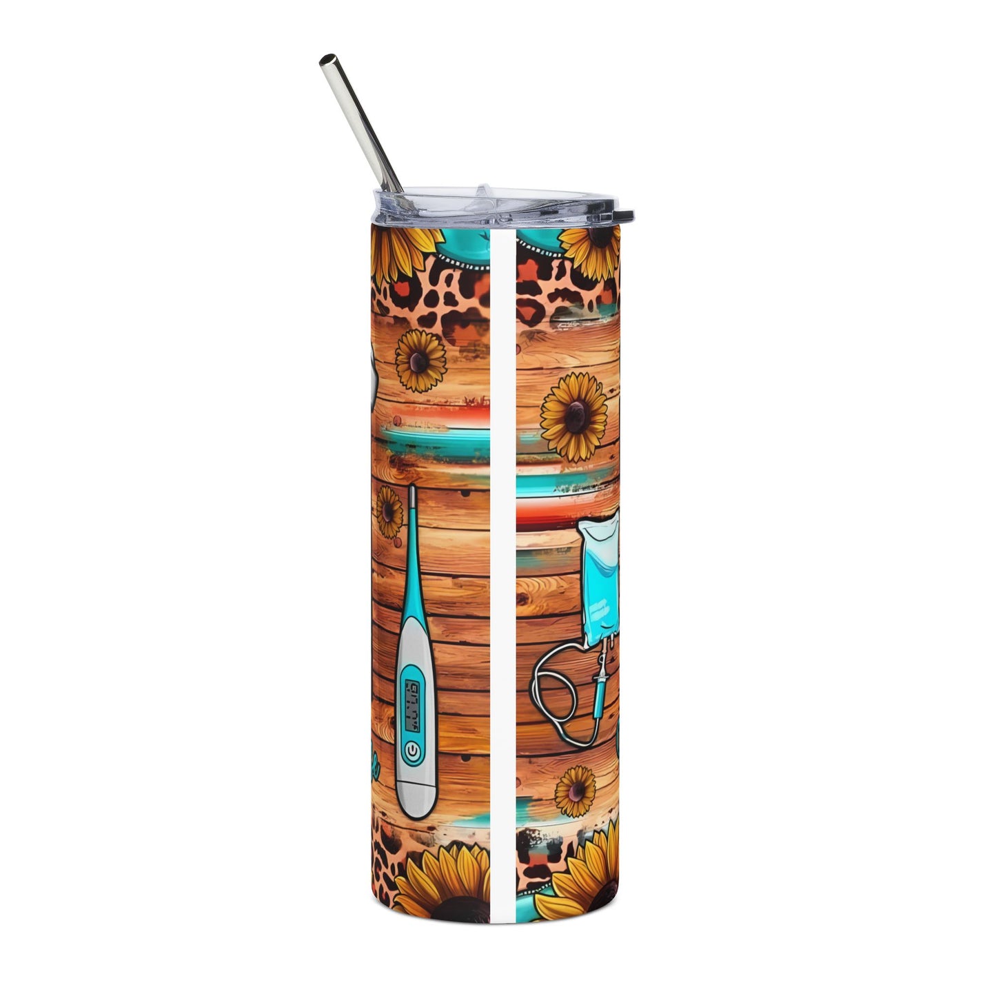 Leopard Nursing Tumbler 20oz — Registered Nurse Sunflower Stainless Steel Cup