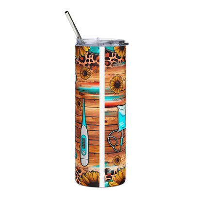 Leopard Nursing Tumbler 20oz — Registered Nurse Sunflower Stainless Steel Cup