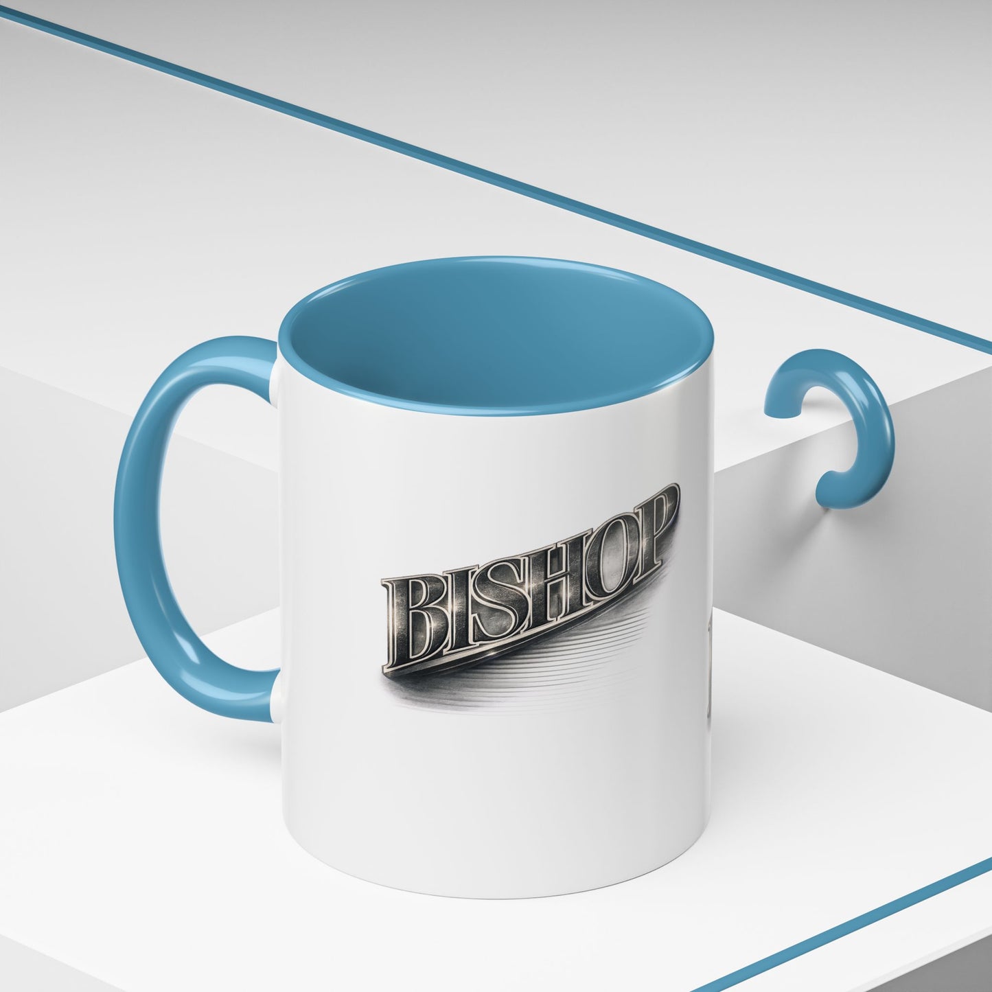Vintage 'Bishop' Accent Coffee Mug — Retro Metallic Text Ceramic Mug (11/15oz)