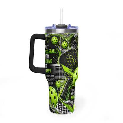 40oz Pickleball Tumbler - "Small Court, Big Friendships, Bigger Joy" Vacuum Insulated Cup