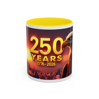 250 Years 1776–2026 Eagle Coffee Mug — Patriotic Anniversary 250th USA Celebration