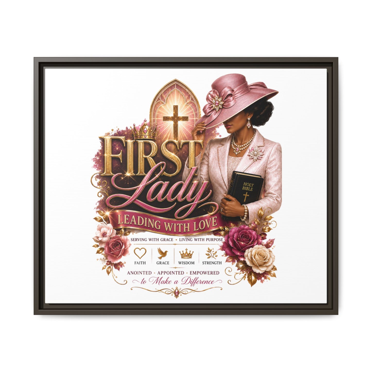 First Lady Faith Canvas Print — "First Lady: Leading With Love" Framed Matte Wall Art