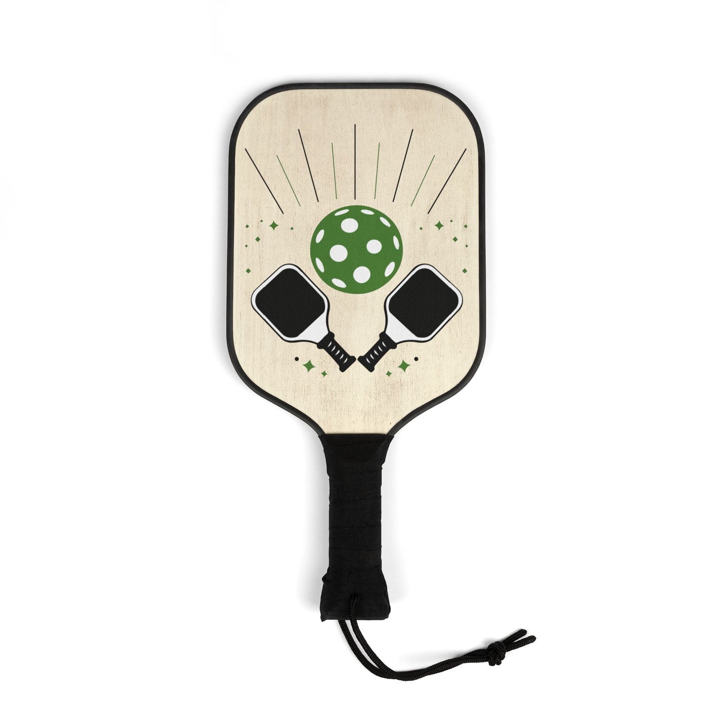 Pickleball Paddle Set — Retro Green Ball Design, 2 Paddles + 2 Balls Kit