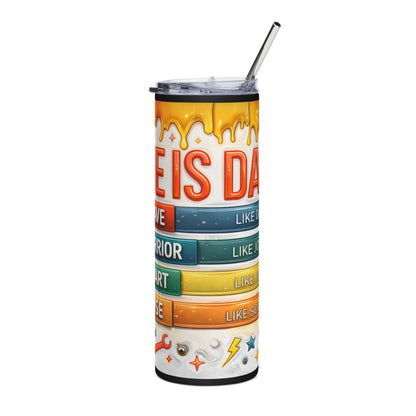 Inspirational Kids Tumbler — "He Is" Brave Warrior Smart Wise Stainless Steel 20oz
