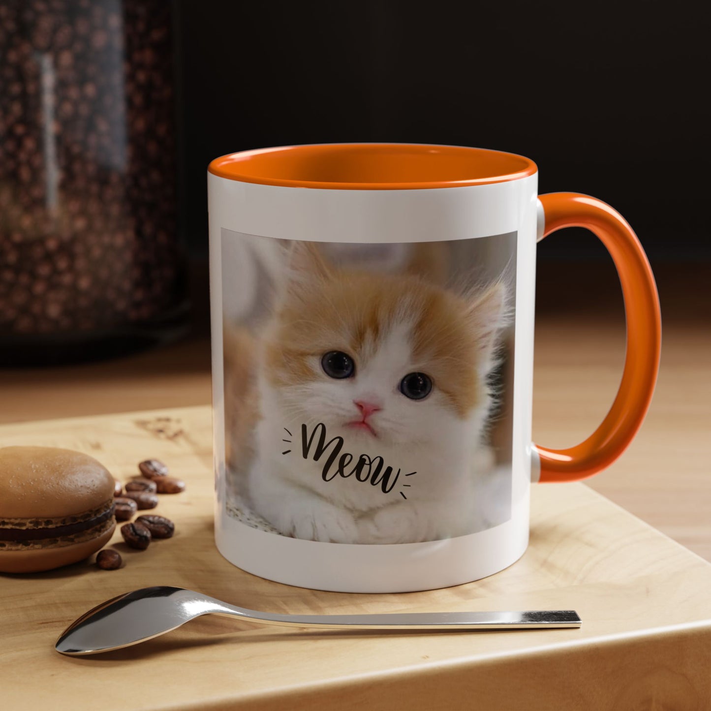 Cat Photo Coffee Mug - Cute Kitten 'Meow' Accent Mug (11/15oz)