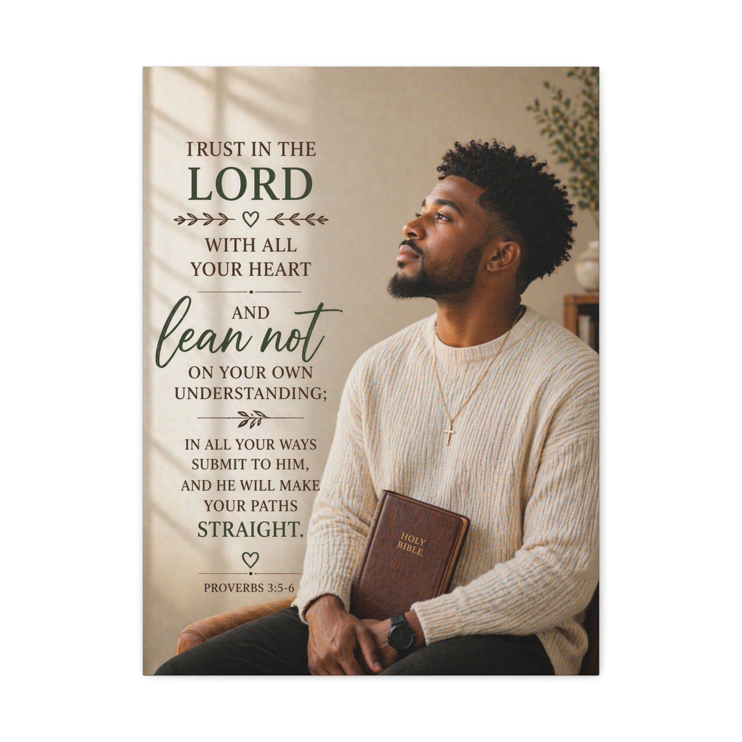 Stretched Canvas — "Trust in the Lord" Inspirational Bible Verse Wall Art (Proverbs 3:5-6)