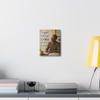 Inspirational Scripture Canvas — "Commit Your Work to the Lord" Wall Art