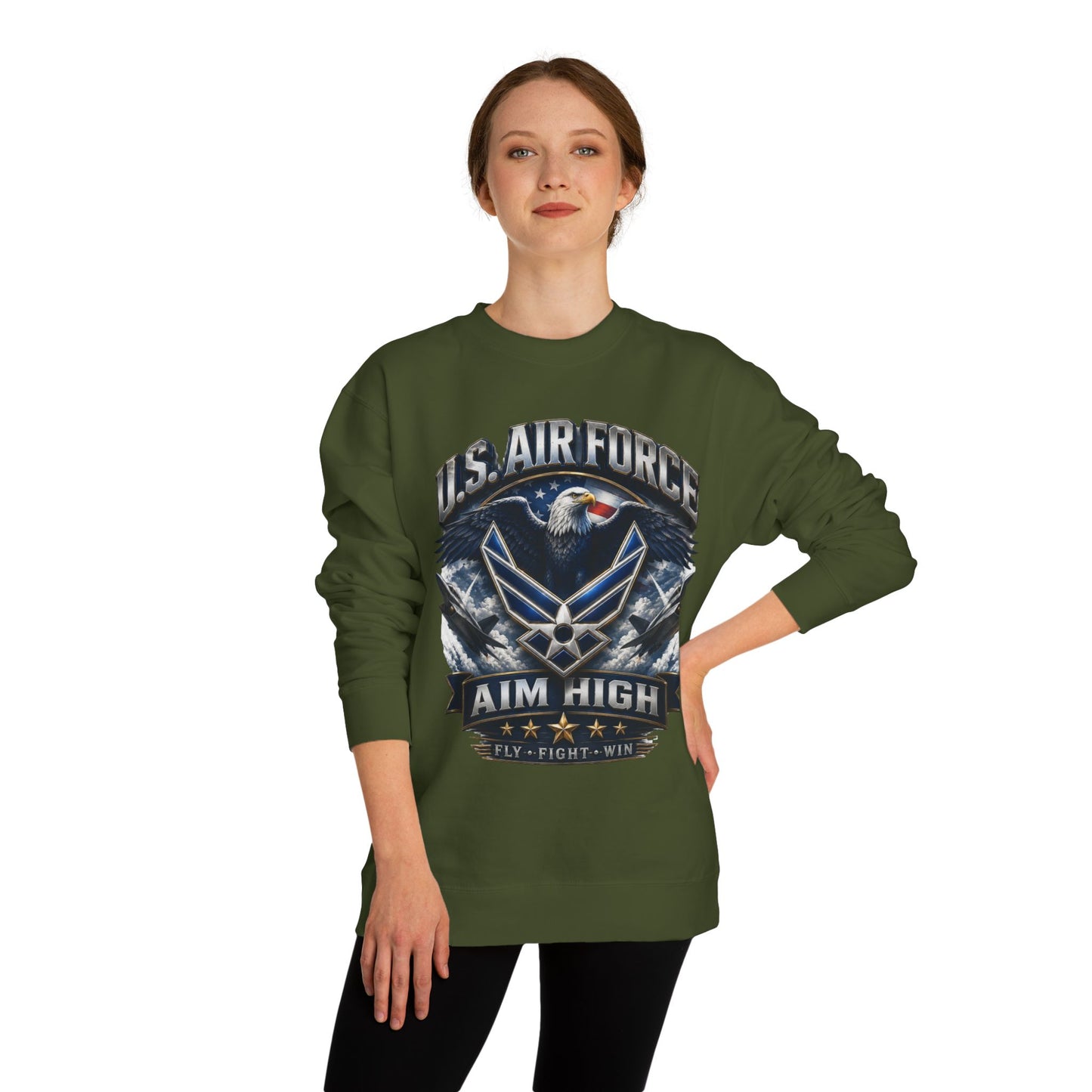 Air Force Crewneck Sweatshirt — "U.S. Air Force Aim High" Military Logo Pullover