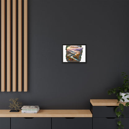 Arkansas Scenic State Map Canvas — "The Natural State" Framed Wall Art