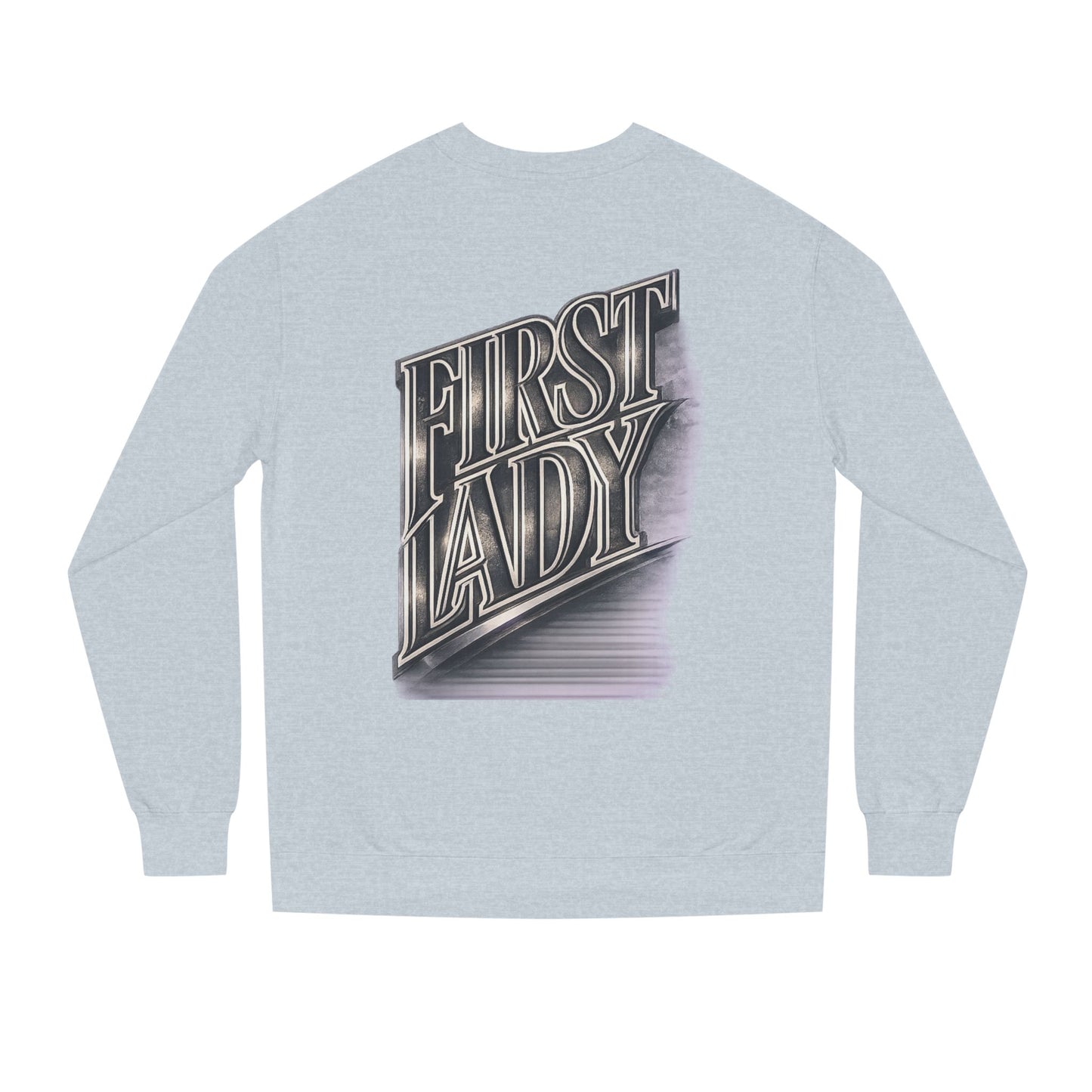 First Lady Graphic Sweatshirt — Retro Metallic Typography Crewneck