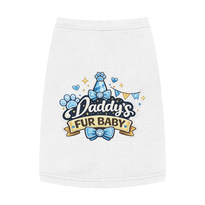 Pet Tank — "Daddy's Fur Baby" Blue Bow Paw Print Dog Tank Top