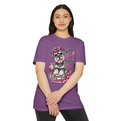 Miniature Schnauzer T-Shirt - "My Heart Walks on Paws" Cute Dog Tee