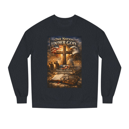 Patriotic Christian Sweatshirt — "One Nation Under God" 25 Years of Faith Crewneck