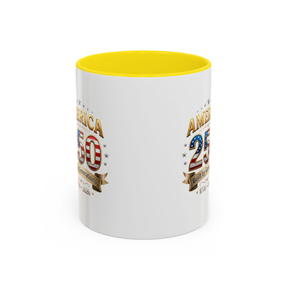 America 250 Coffee Mug — Patriotic 1776–2026 Anniversary Accent Mug
