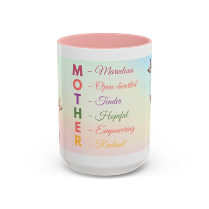 Mother Acronym Coffee Mug — Pastel Butterflies Mother Definition Gift (11/15oz)