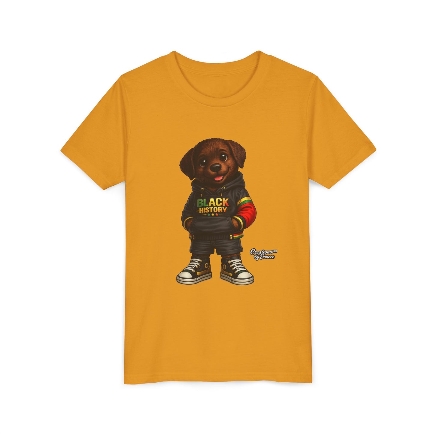 Youth Tee — Cute Puppy 'Black History' Graphic Shirt