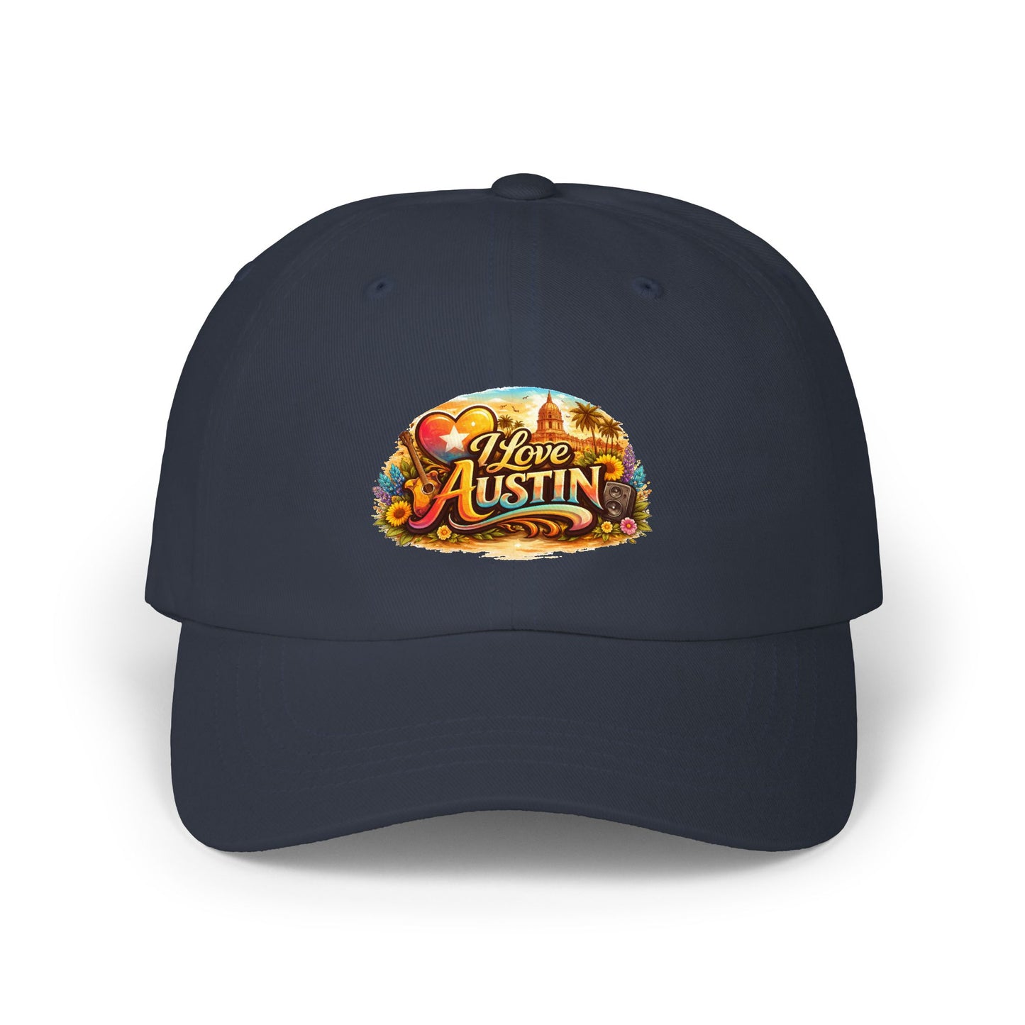 I Love Austin Dad Cap — Floral Heart City Pride Baseball Hat