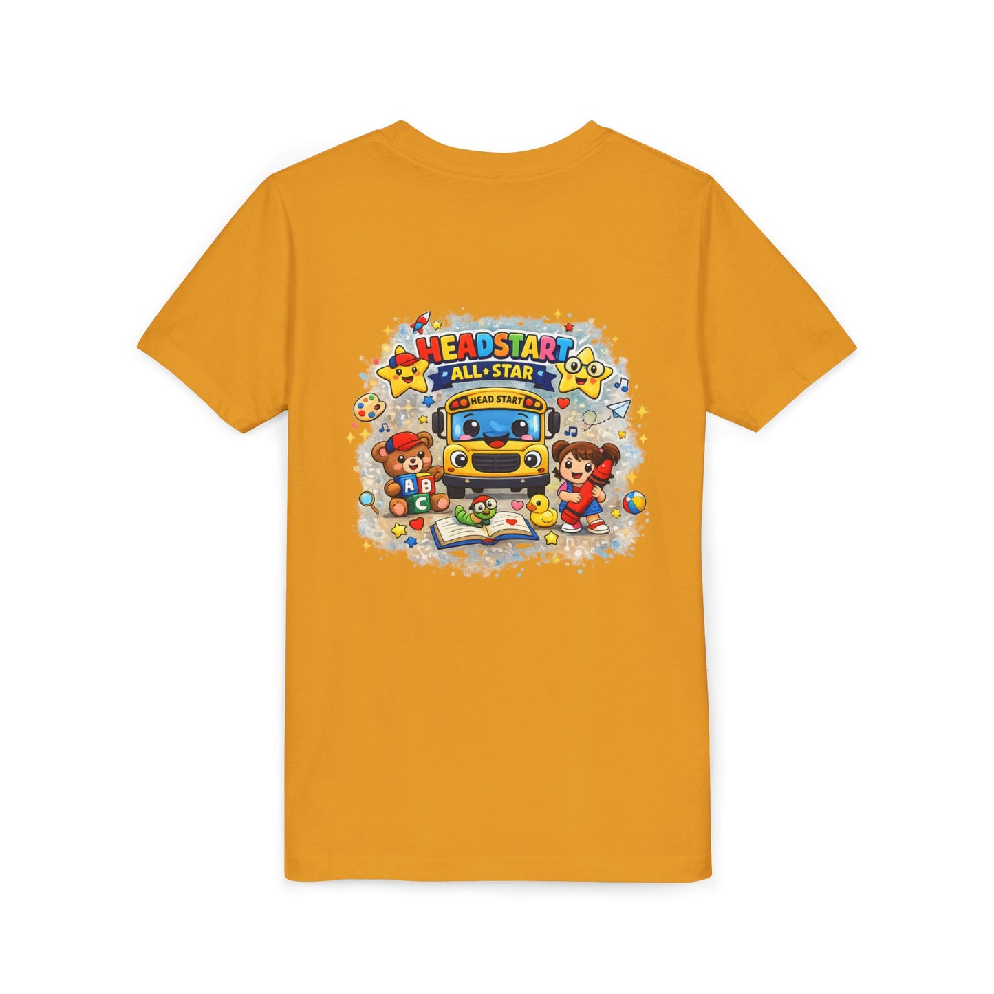 Youth Tee — "Headstart All-Star" Cute School Bus & Characters Back-to-School Shirt
