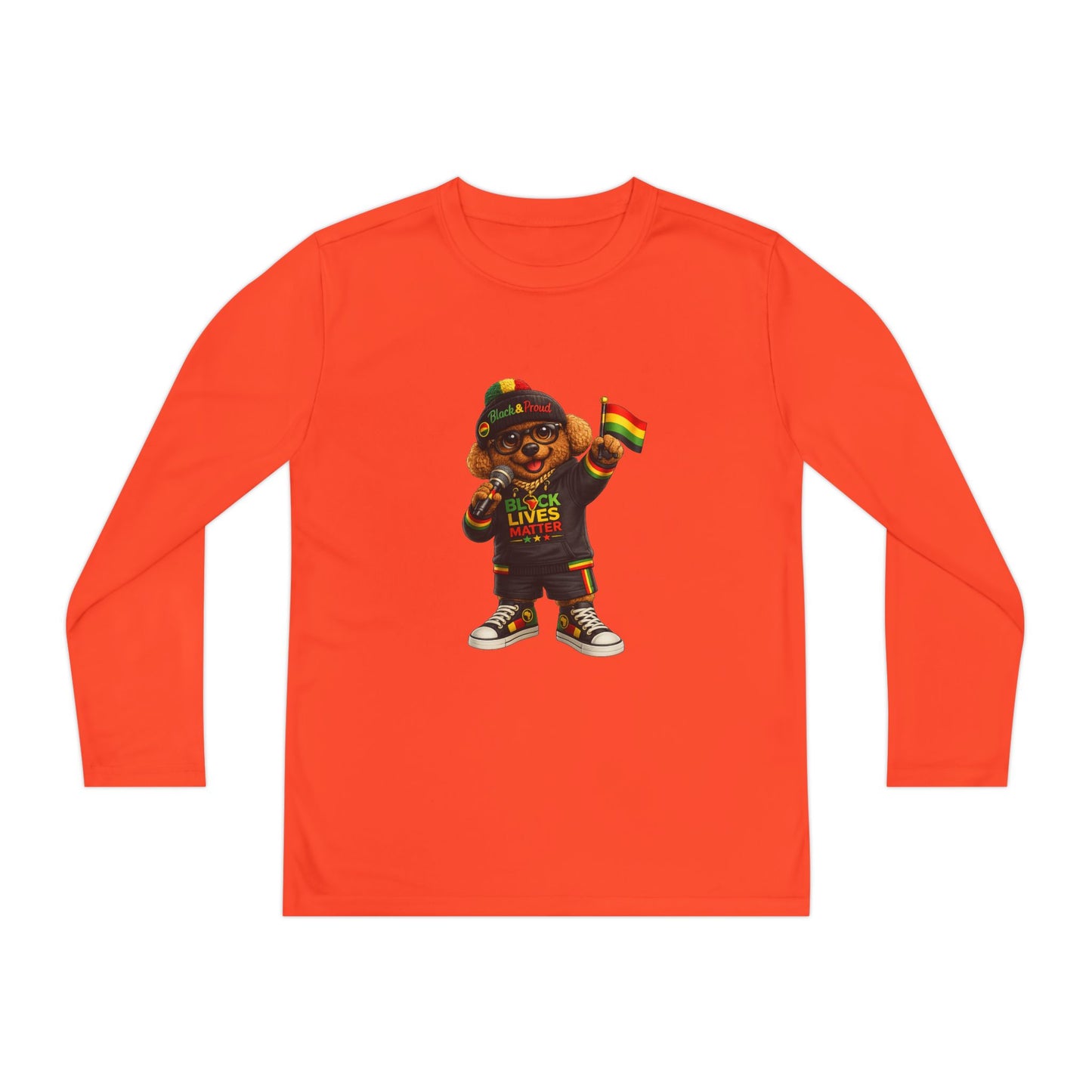 Youth Long Sleeve Tee — Black Lives Matter Kid Graphic with Rasta Flag