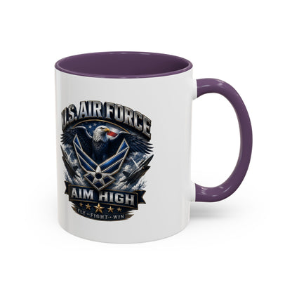 U.S. Air Force Accent Coffee Mug — Aim High Eagle Design (11/15 oz)