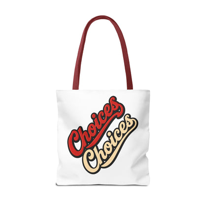 Choices Retro Script Tote Bag — Vintage Two-Tone Typography Canvas Tote