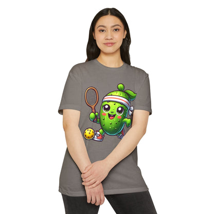 Pickle Tennis Player T-Shirt — Cute Pickle Playing Pickleball Graphic Tee