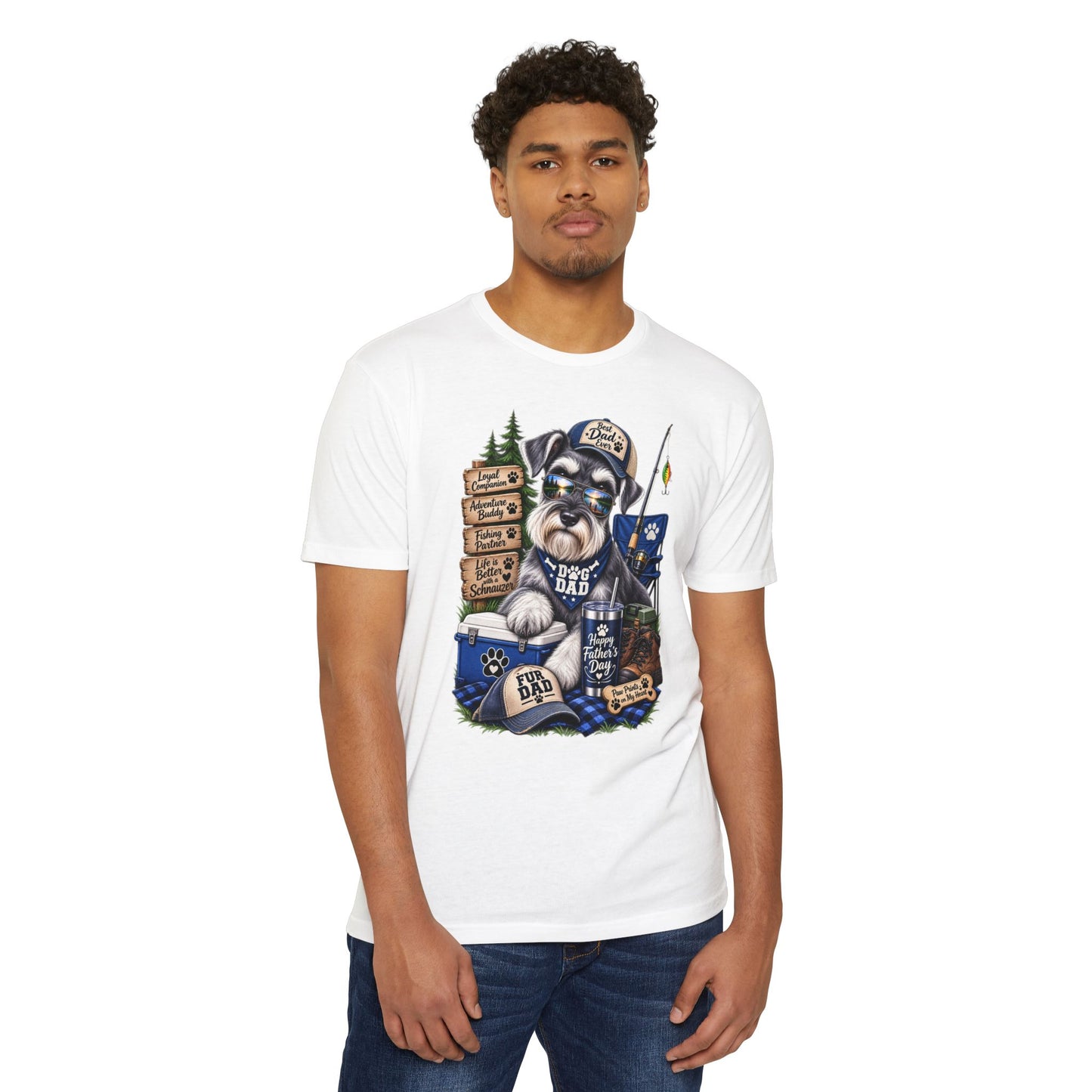 Schnauzer Dad T-Shirt – Fishing & Camping Dad Graphic Tee