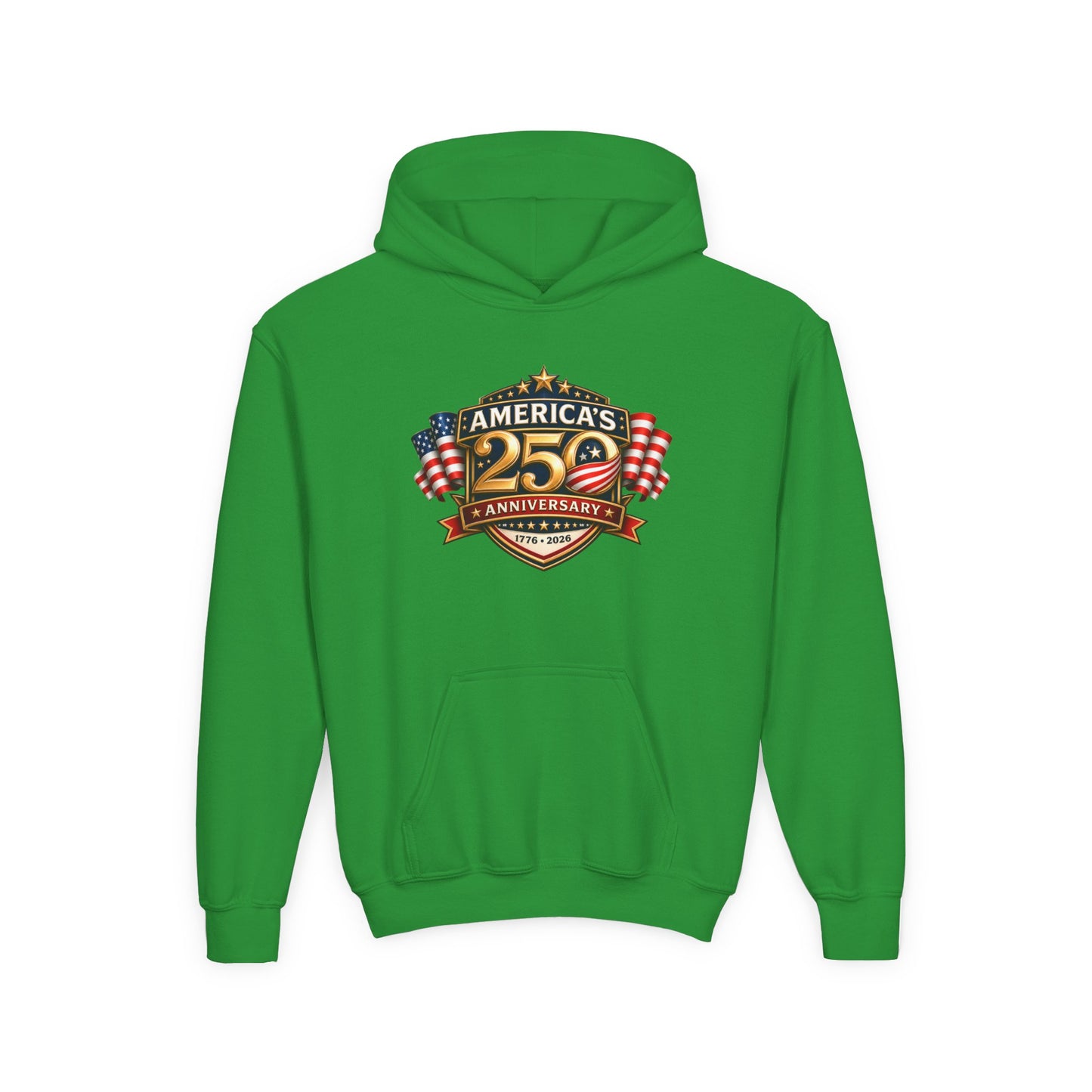 Youth Hoodie — "America's 250th Anniversary" Patriotic 1776-2026 Celebration Design