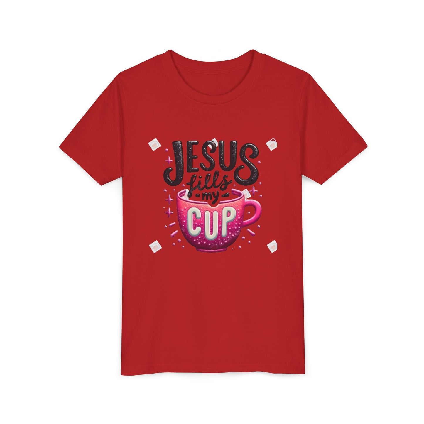 Jesus Fills My Cup Youth Tee — Christian Faith Kids Shirt
