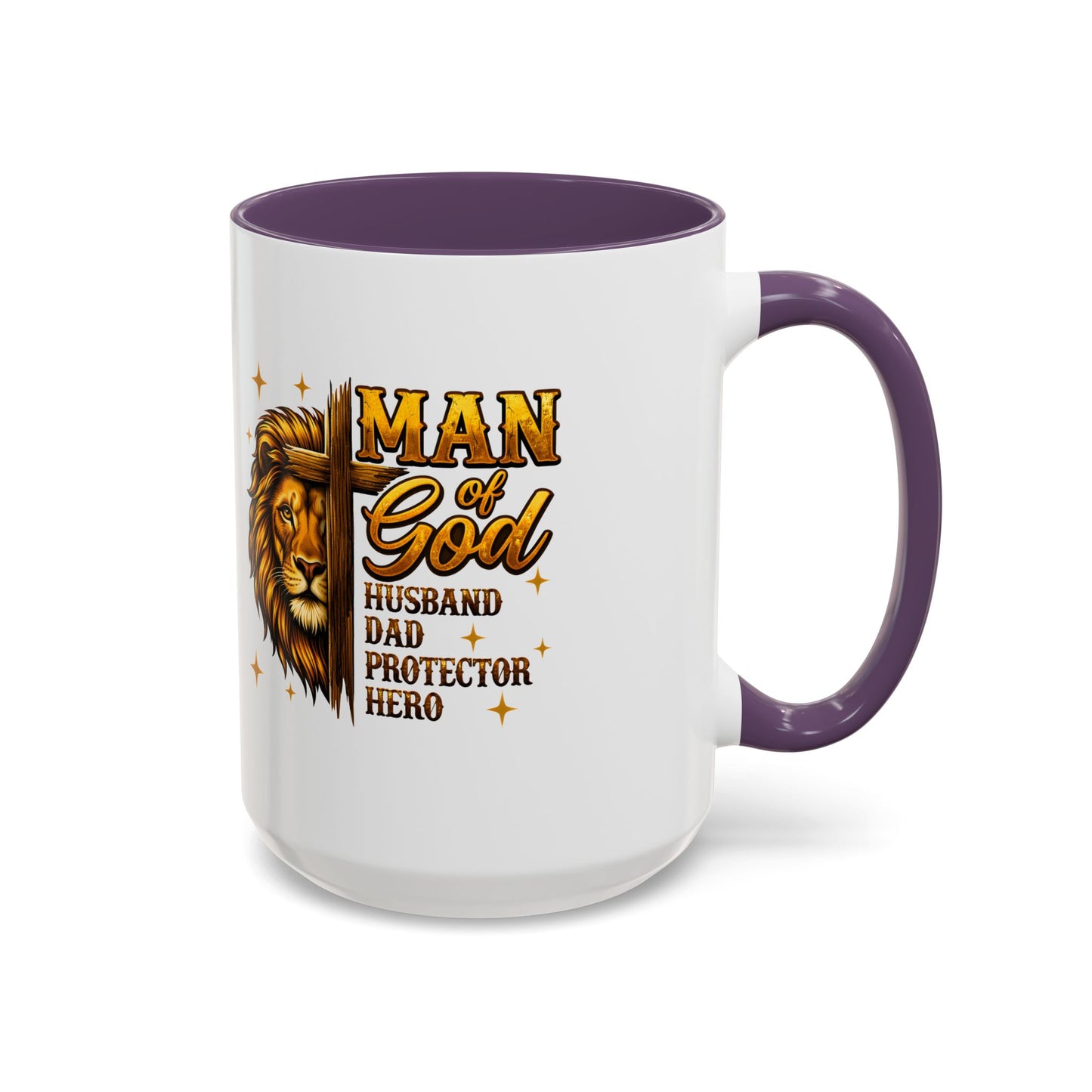 Man of God Lion Coffee Mug — 'Man of God' Religious Gift for Husband, Dad, Protector