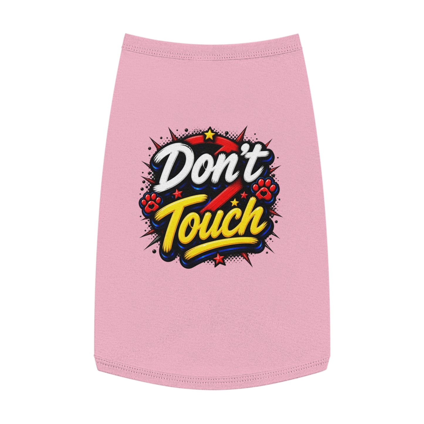 Pet Tank Top - "Don't Touch" Graphic Dog/Cat Shirt with Bold Paw Print Design
