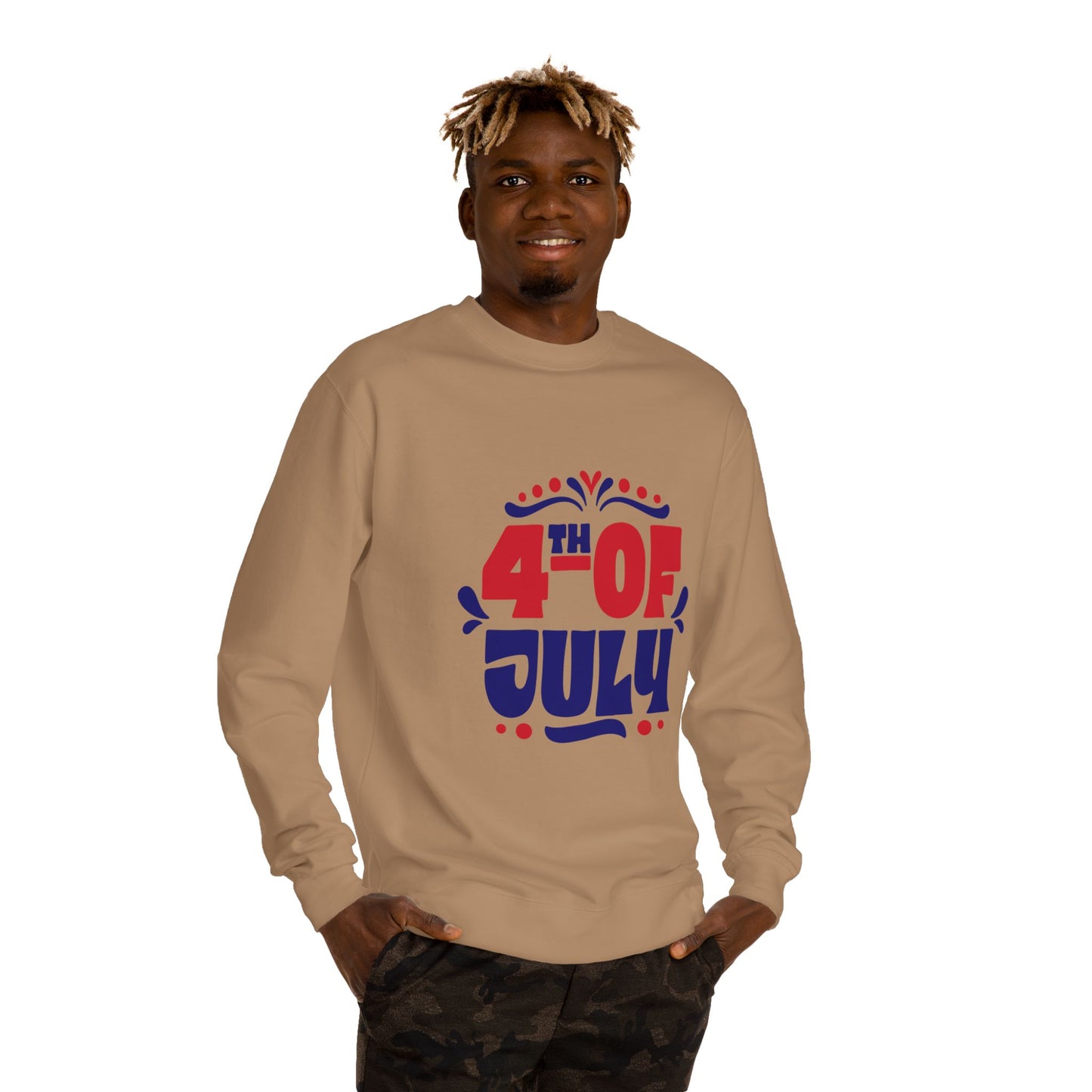 4th of July Sweatshirt — Patriotic Red & Blue Independence Day Crewneck