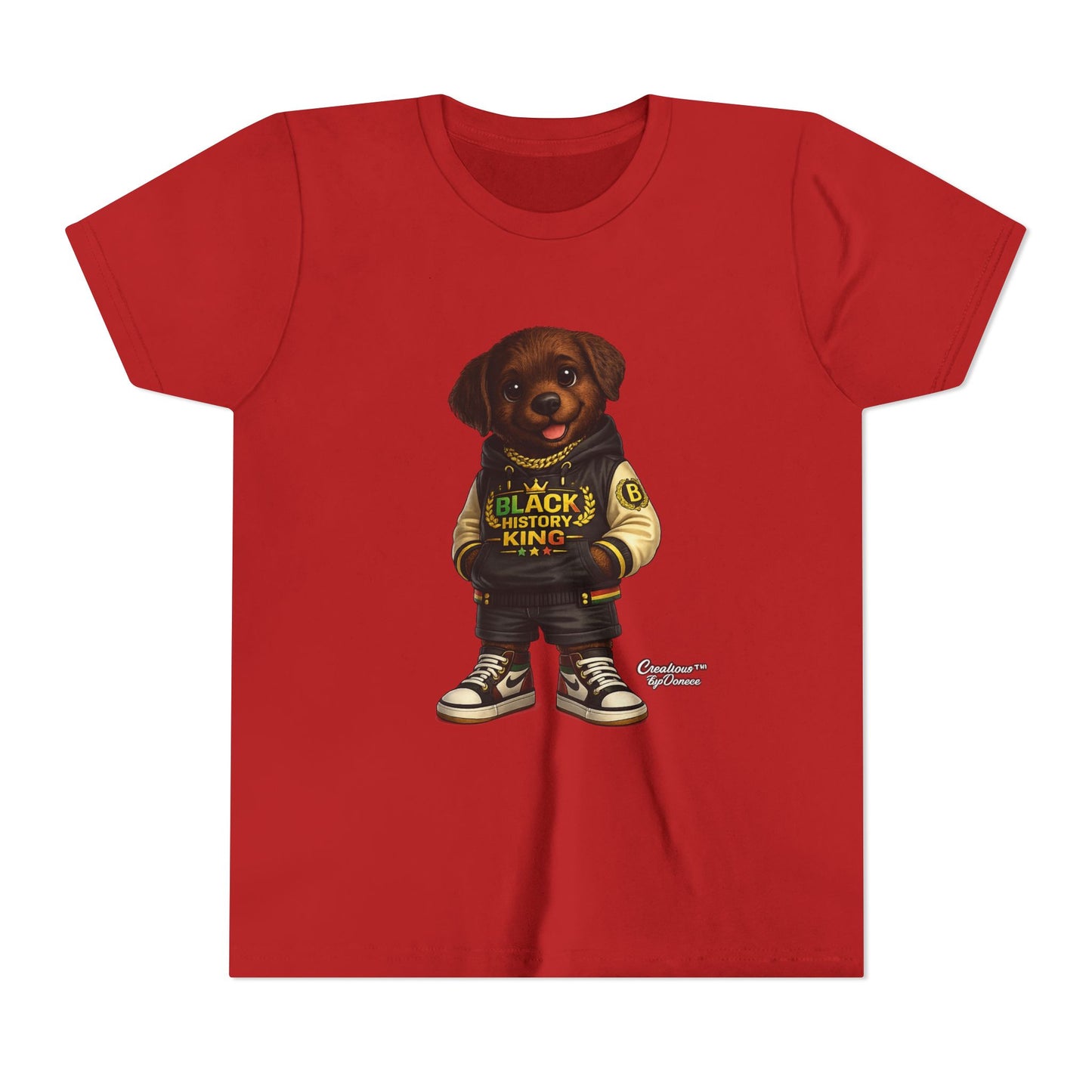 Youth Tee — 'Black History King' Puppy Graphic Shirt