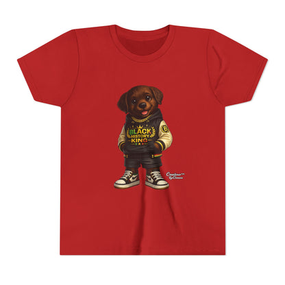 Youth Tee — 'Black History King' Puppy Graphic Shirt