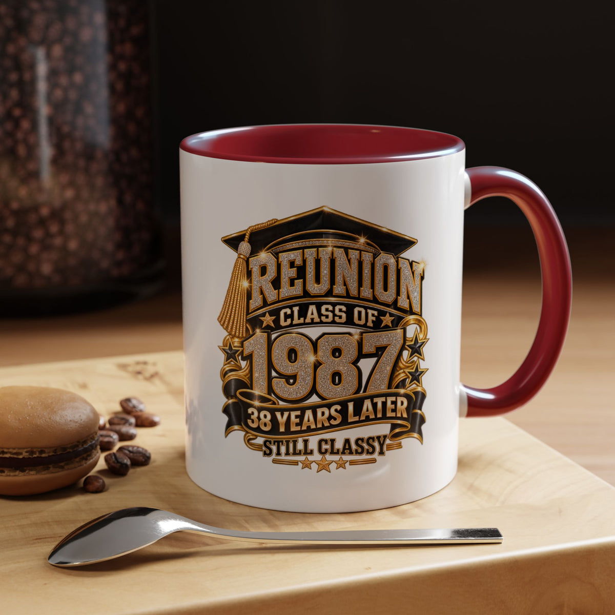 Class of 1987 Reunion Coffee Mug — 38 Years Later, Still Classy Accent Mug