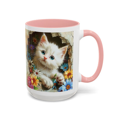 Cute Kitten Floral Accent Coffee Mug (11/15oz)