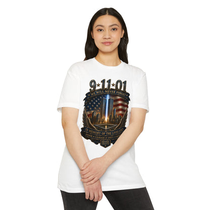 9/11 Memorial T-Shirt — "We Will Never Forget" Tribute Tee