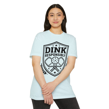 Dink Responsibly Pickleball T-Shirt — Vintage Shield Design
