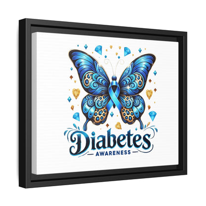 Diabetes Awareness Blue Ribbon Butterfly Matte Framed Canvas